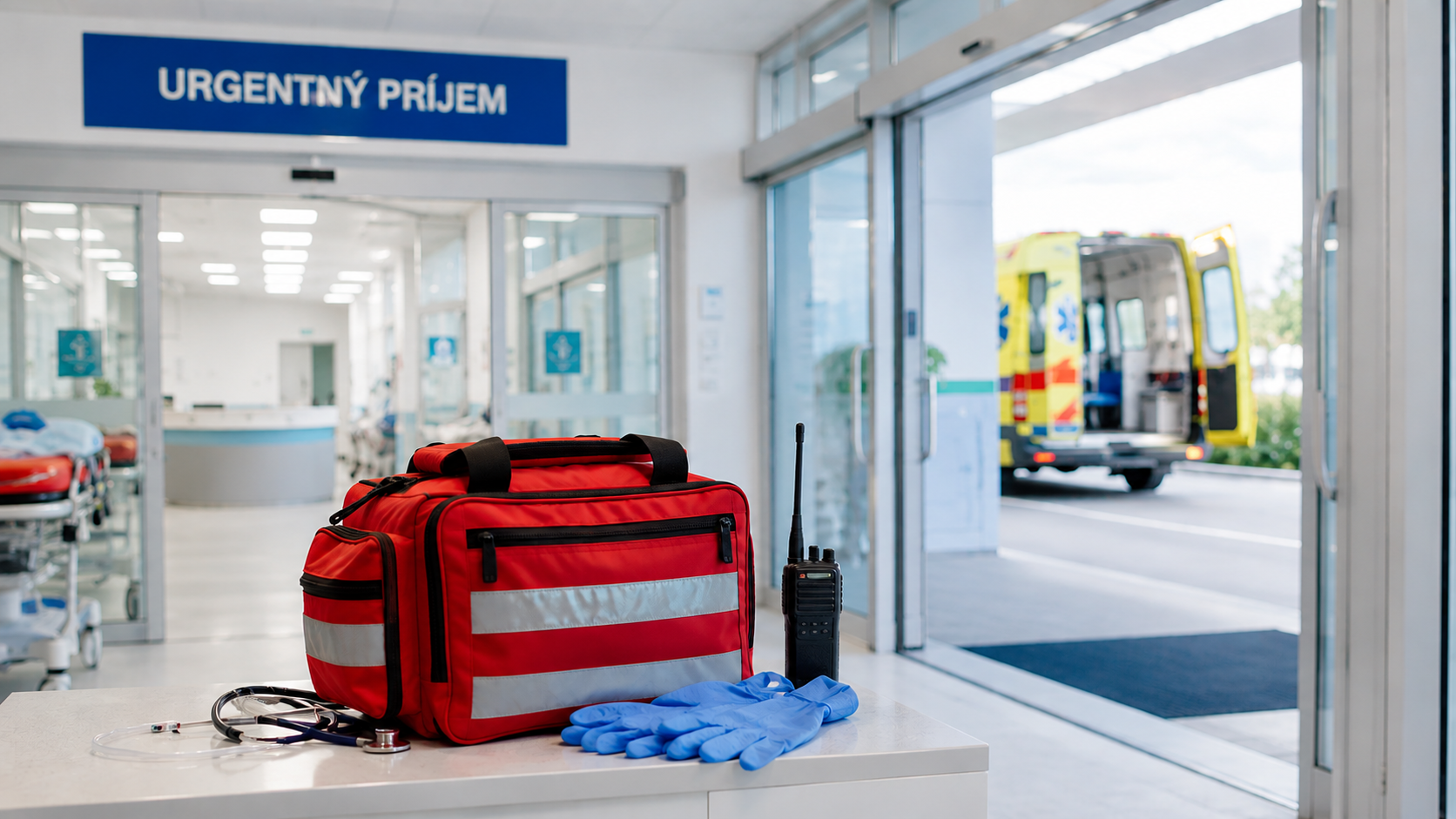 Zdravotnícky záchranár pri ambulancii